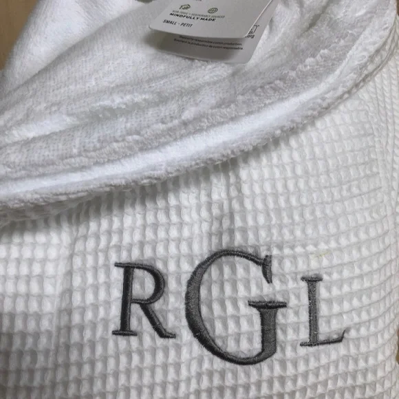 Pottery Barn waffle weave Resort white bathrobe